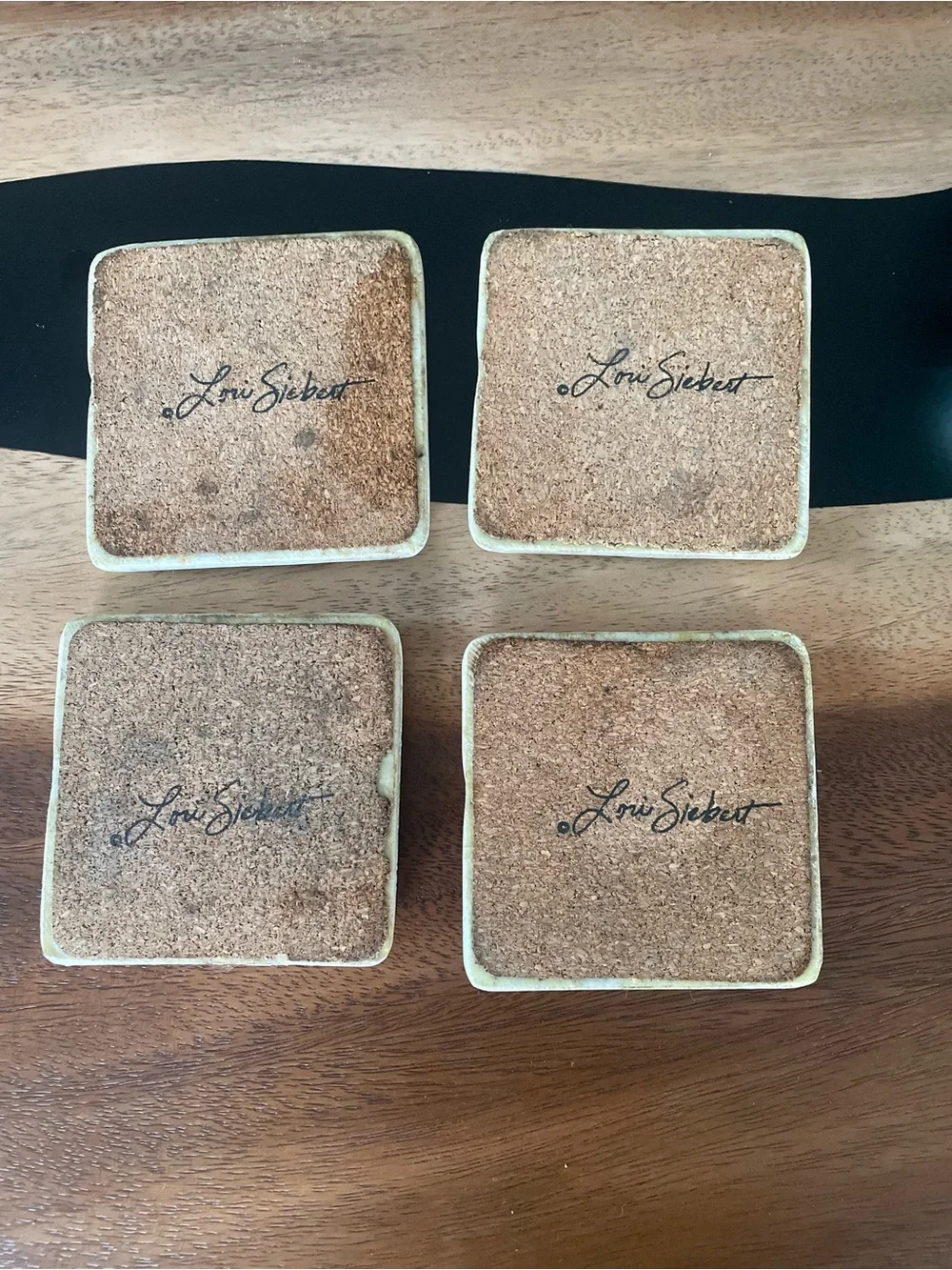Set of 4 Cream Bat Illustration Coasters – Decorative Stone Drink Coasters